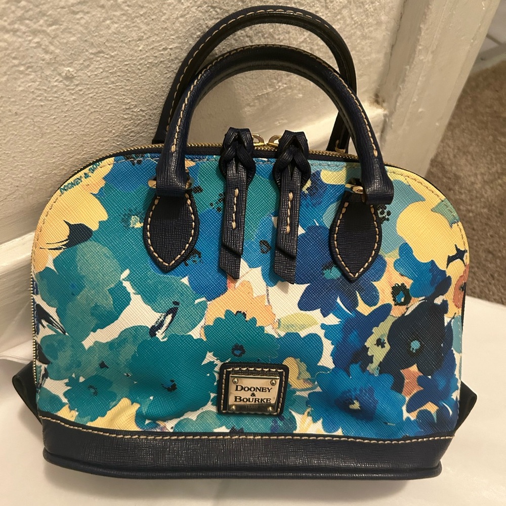 Dooney & Bourke Blue and Yellow Floral Bitsy Bag